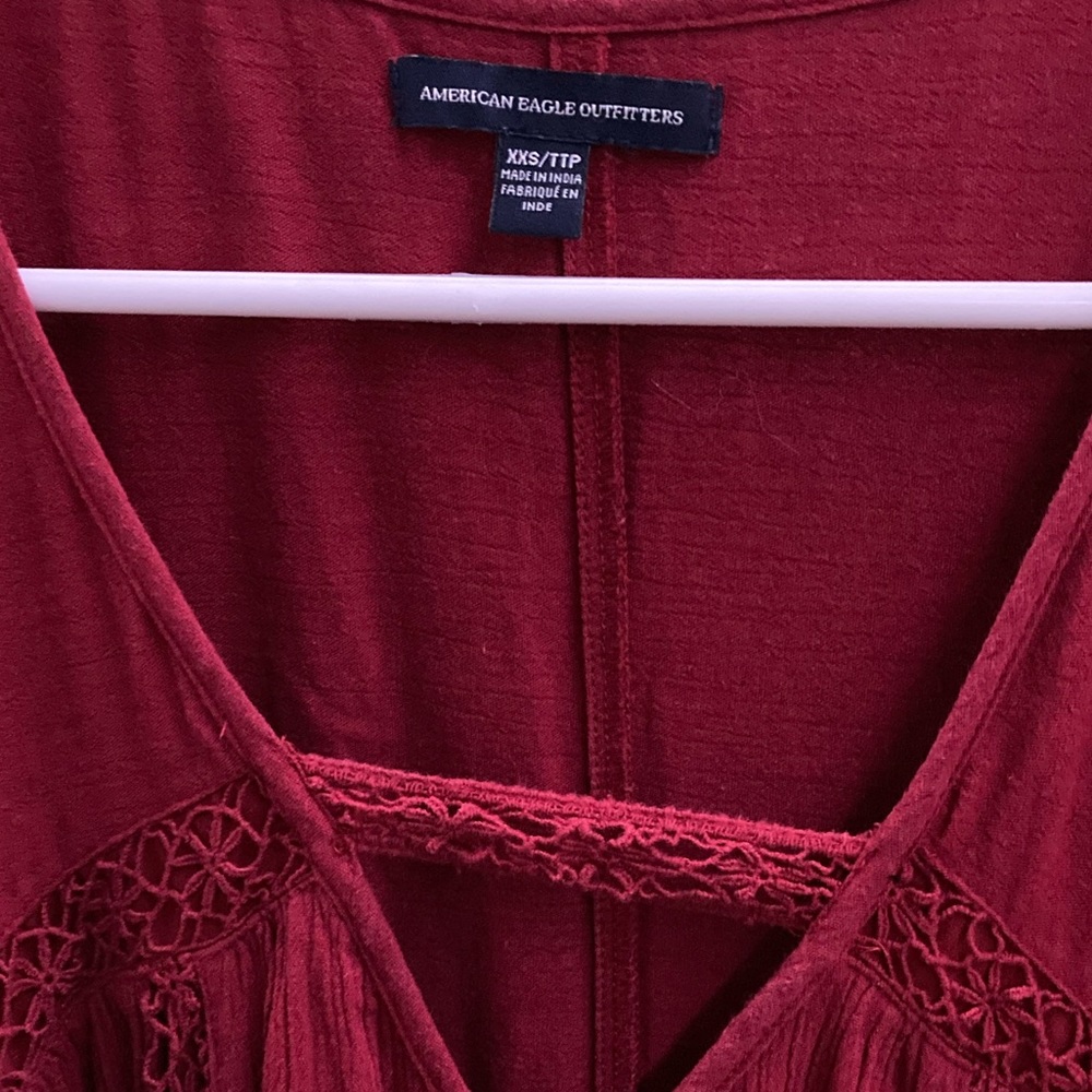 American Eagle Babydoll Dress, Lace Boho Longsleeve Peasant - Picture 7 of 10